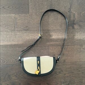 Zara Black and Cream Crossbody Bag